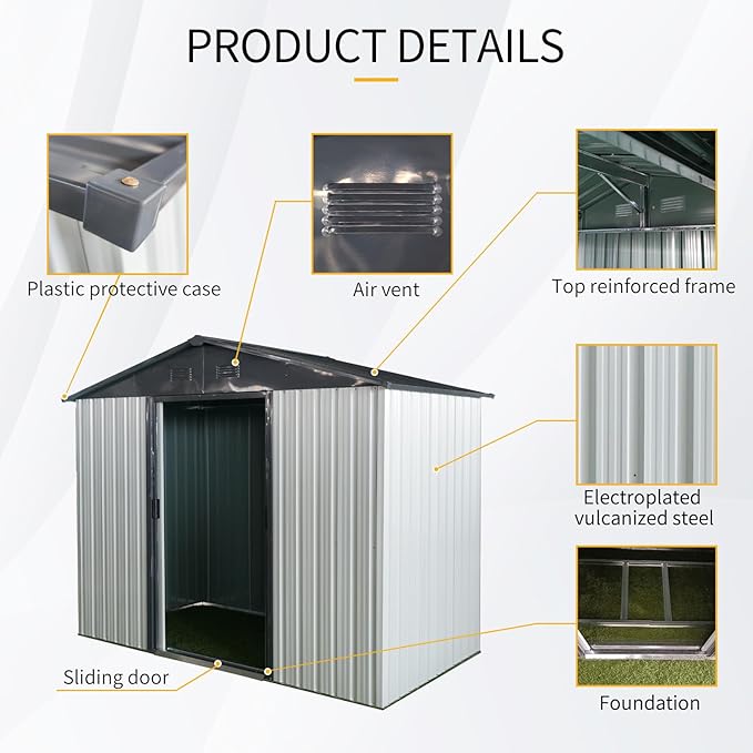 4x8 FT Outdoor Storage Shed, Metal Garden Shed - Image 3
