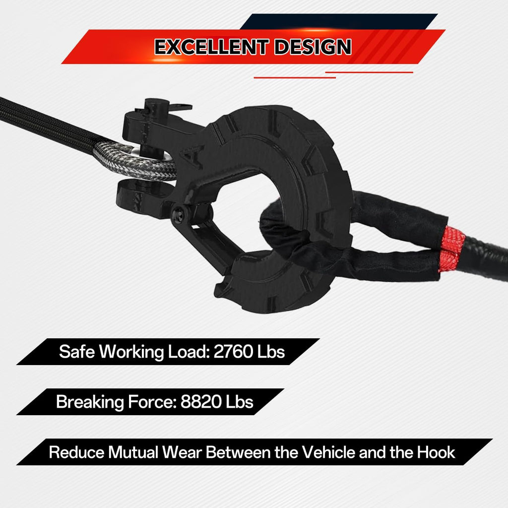 1/4 Winch Hook, Heavy Duty Clevis Slip Hook with E-Coated, Black | Forged Steel Winch Hook for Trailer, Transport, Lift & Pull, Black