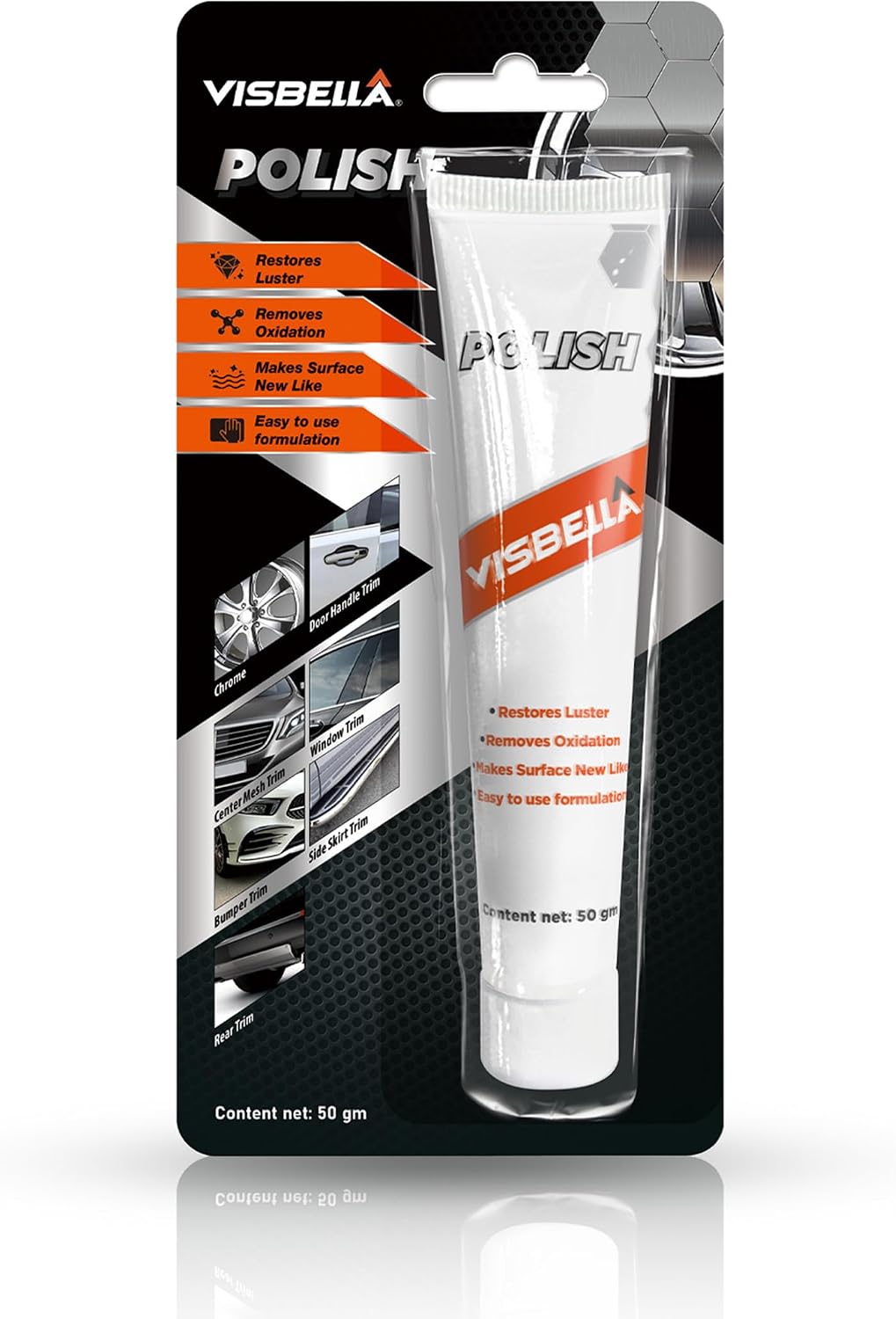 Visbella Metal Polish Paste, Restorer and Protectant, Scratch Remover, Removes Oxidation, Tarnish & Stains & Protects Surfaces, Works on Stainless Steel, Chrome, Aluminum, Jewelry, Silver 1.76OZ