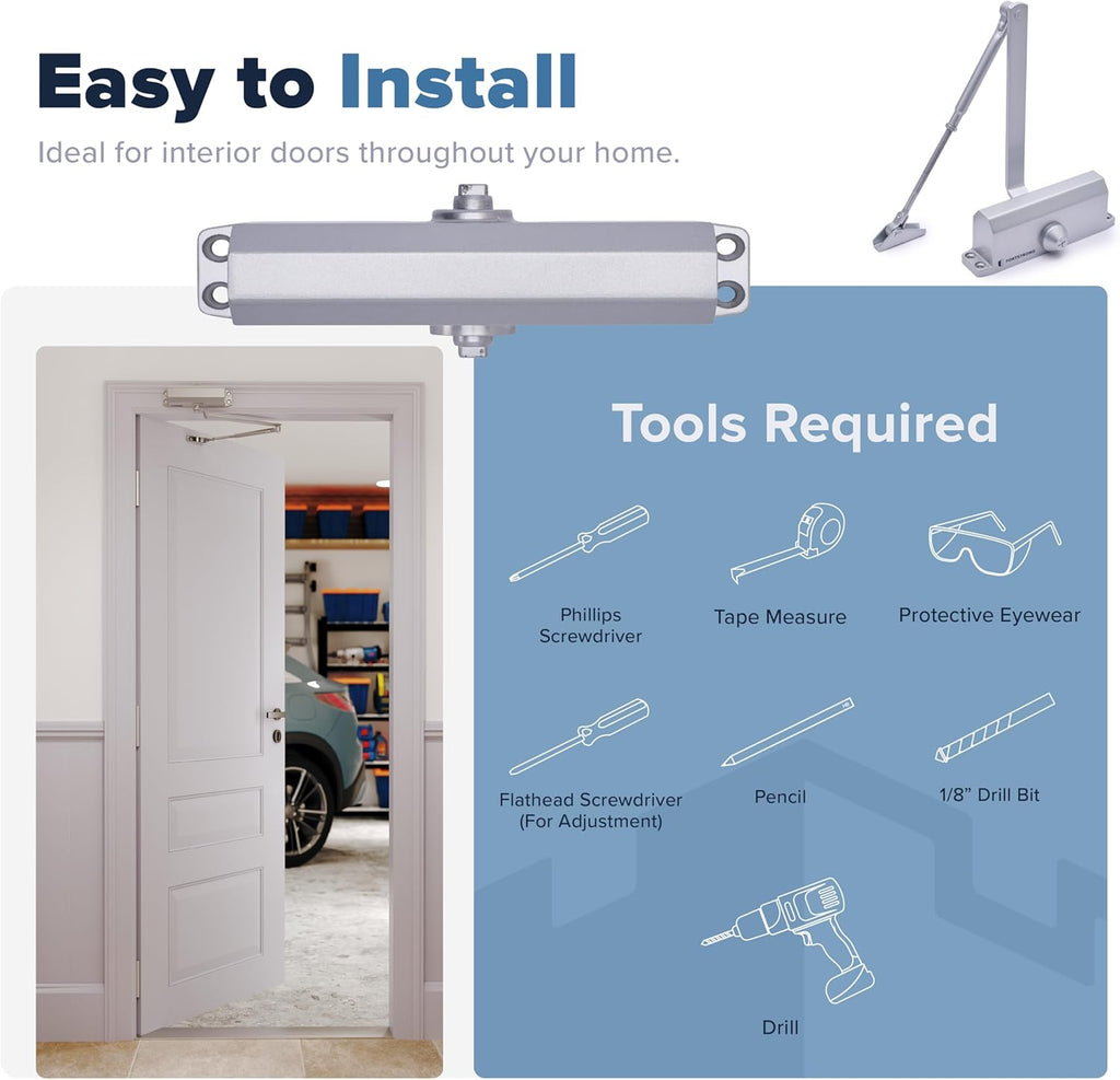 automatic door closer (silver), fs-1306 residential hydraulic auto, view 9