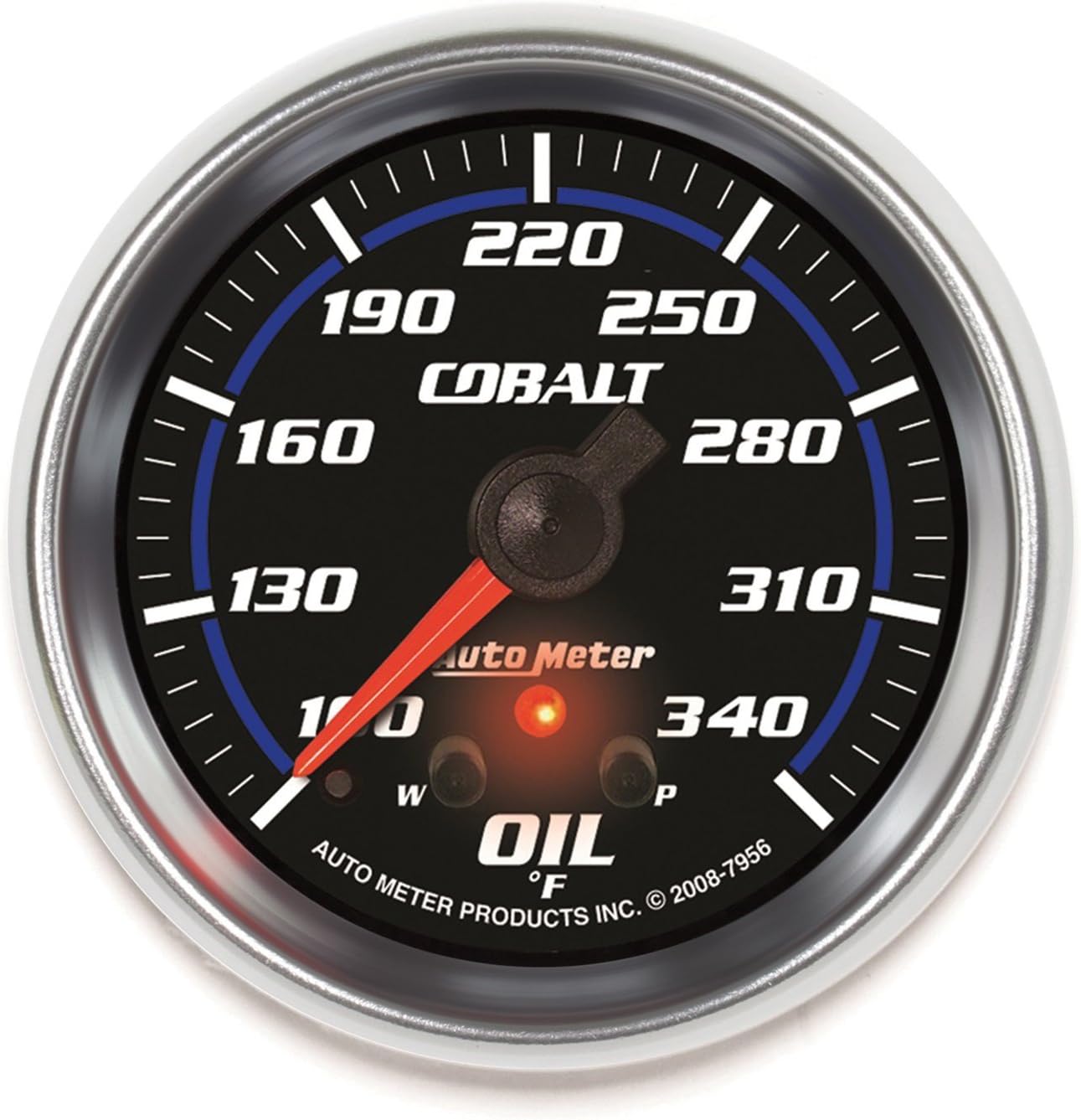 Auto Meter 7956 Cobalt 2-5/8" 100-340 Degree F Full Sweep Electric Oil Temperature Gauge with Peak Memory and Warning