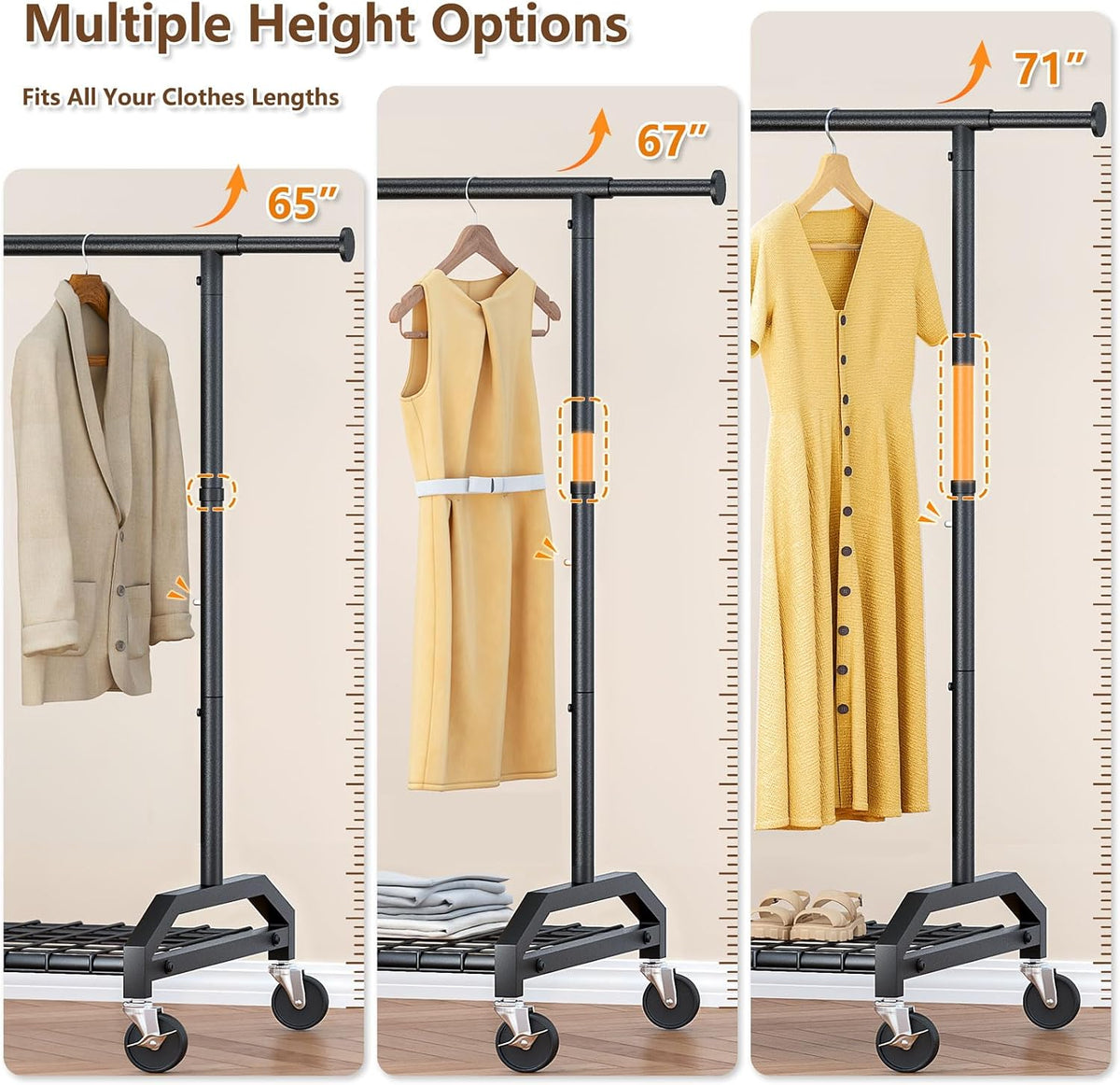 wiracks heavy duty clothes rack for hanging clothes, package contents