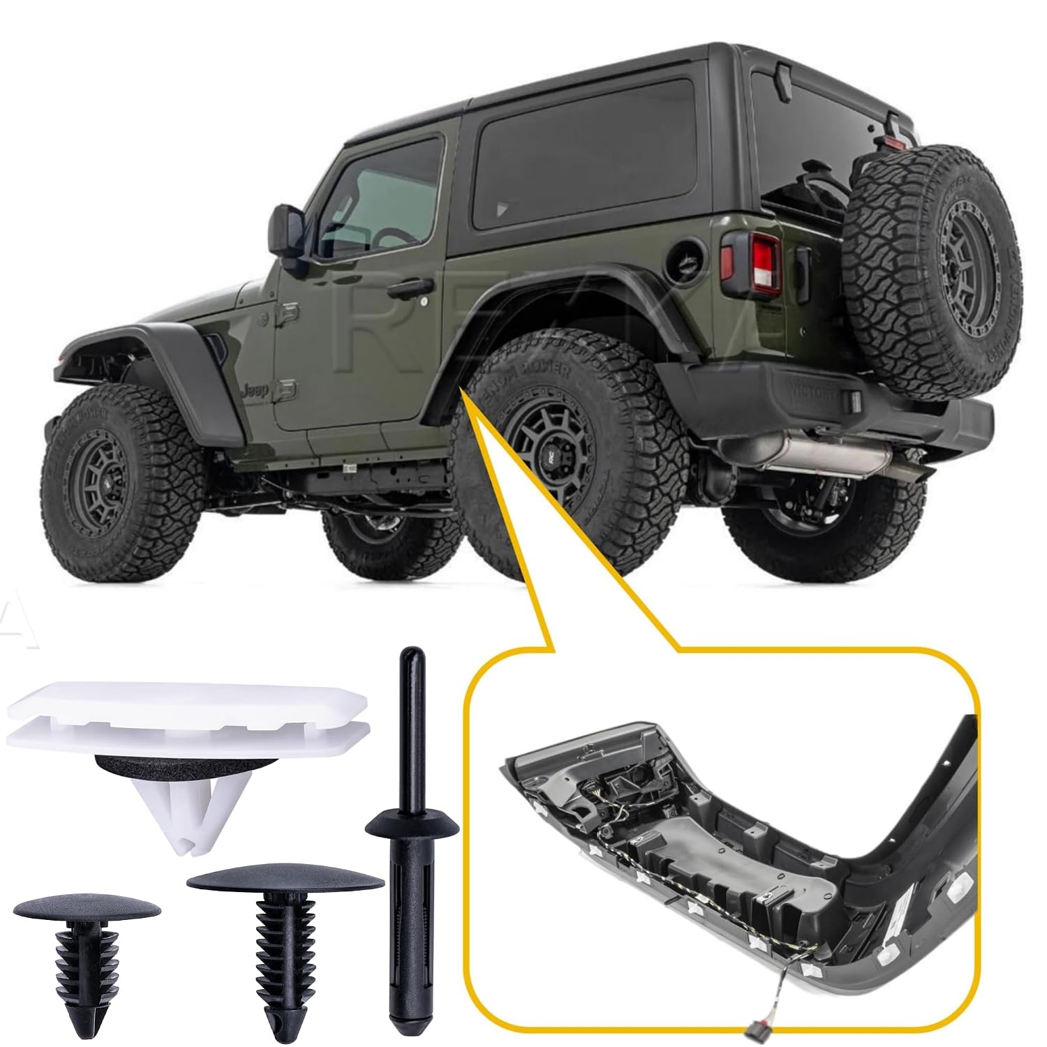 Rexka 60pcs Fender Flare Hardware Kits for Jeep Wrangler JL 2018-2024 Jeep Gladiator 2020-2023 JT Ram 1500 68526185AA 6506007AA 6506293AA 6505411AA Jeep Fender Clips