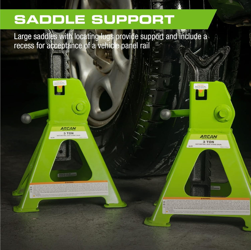 ARCAN 3-Ton Ratcheting Jack Stands, Pair, Model ALJS3