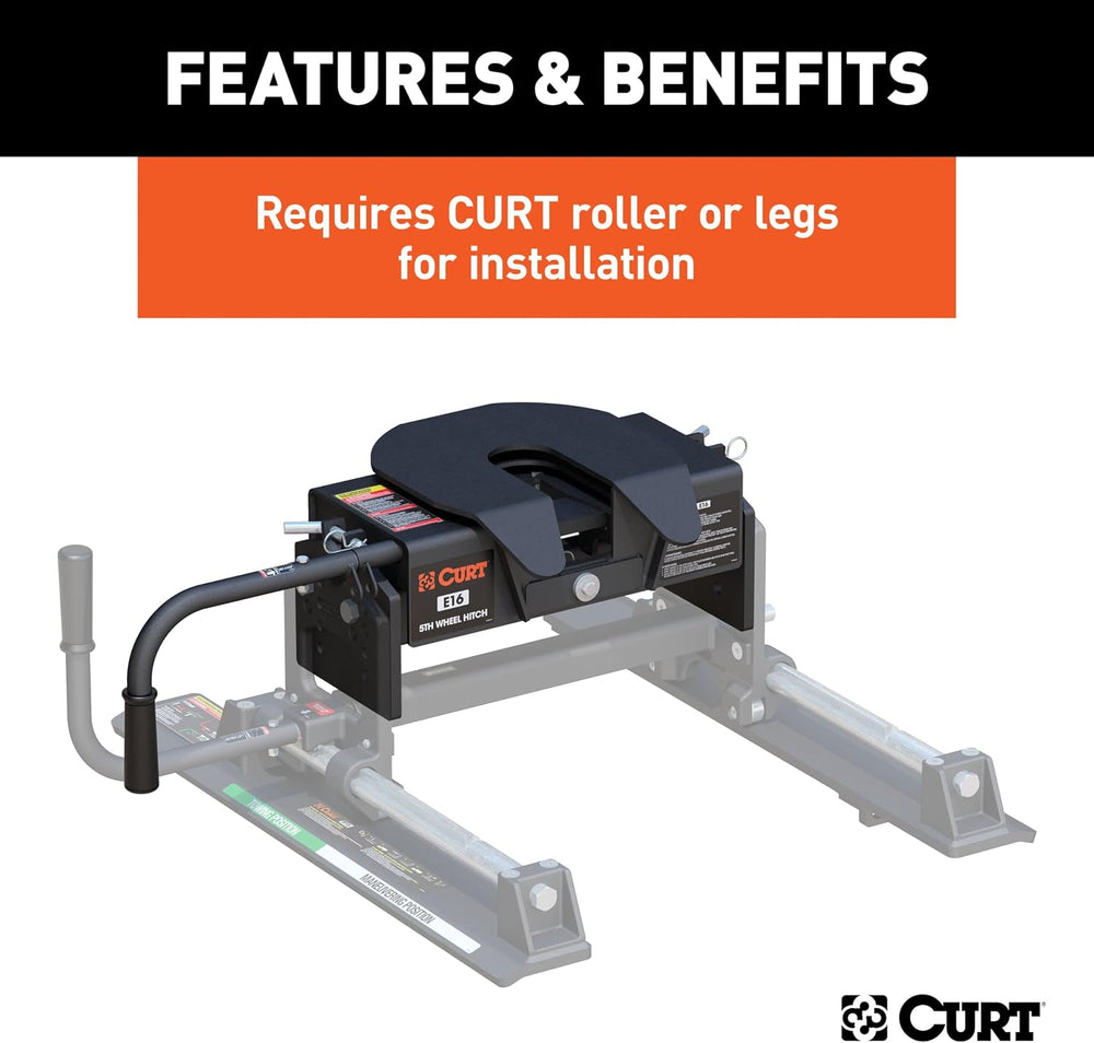 CURT 16515 E16 5th Wheel Hitch Head Only, Legs or Roller Required, 16,000 lbs