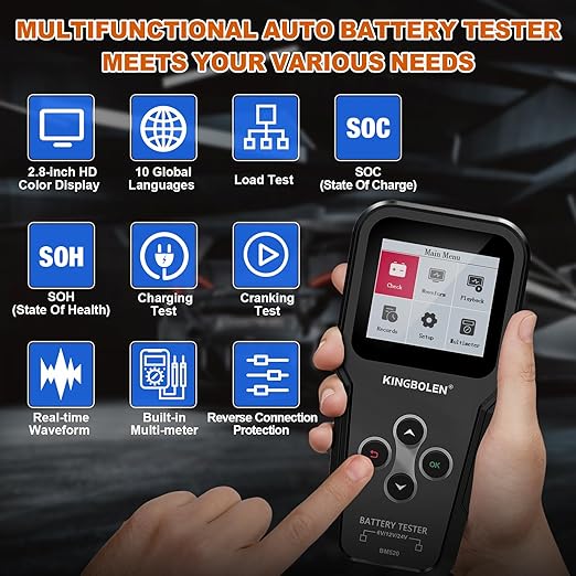 KINGBOLEN BM520 6V 12V 24V Car Battery Tester, 100-2000 CCA Automotive Load - Image 5