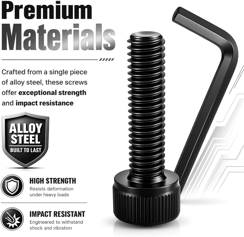 12PCS Fuel Wheel Center Cap Screws Kit with Hex Wrench,Anti-Loose Fuel Rim Centers Caps Screws Replacement for 1001-63-B/1001-63B/1001-63GB,Essential Center Hub Cap Screw