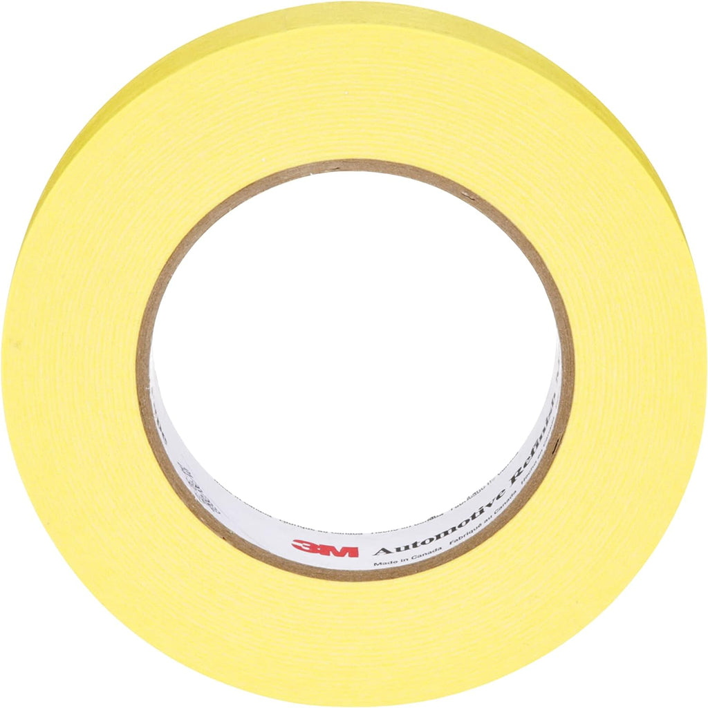 3M Automotive Refinish Masking Tape 06653, 388N, Yellow Color, Water Resistant, Multi-Purpose, 24 mm x 55 m