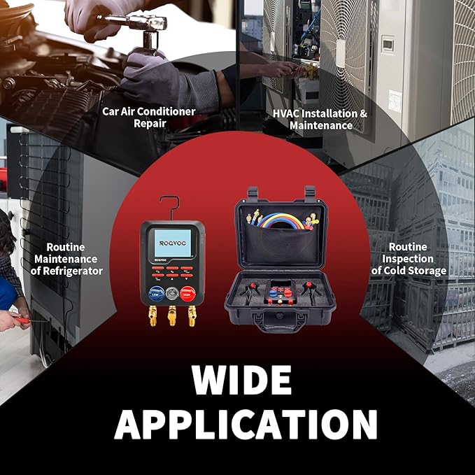 Digital Manifold Gauge, HVAC Refrigerants Digital AC Gauges Set