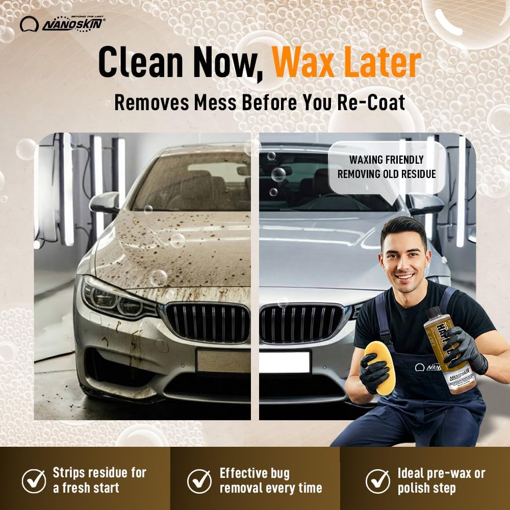 Nanoskin Bug Remover 1 Gallon – Exterior Cleaner & Degreaser for Bug Residue, Grime, Plastic, Metal, Chrome, Windows & Mirrors – Safe for Car Paint, Wax, Clear Coat, Trucks, Motorcycles & RVs