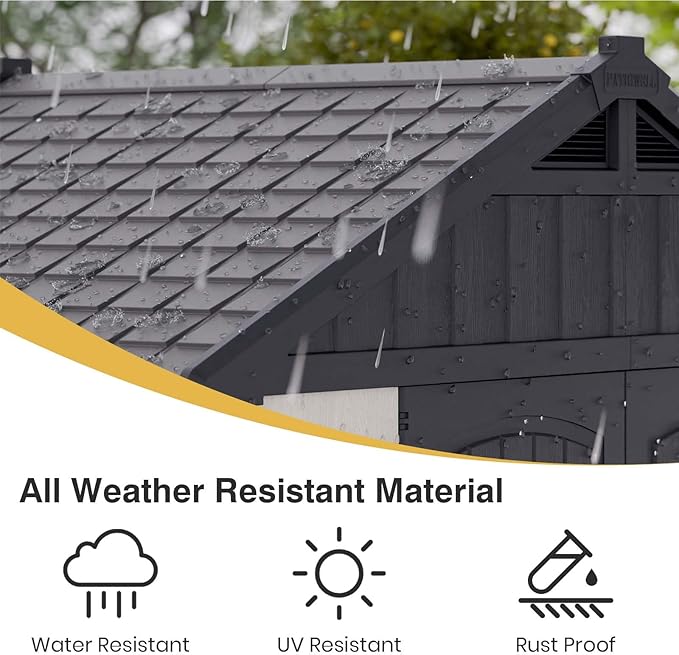 Patiowell 8x6 FT Outdoor Storage Shed, Plastic Shed Resin Garden Shed - Image 3