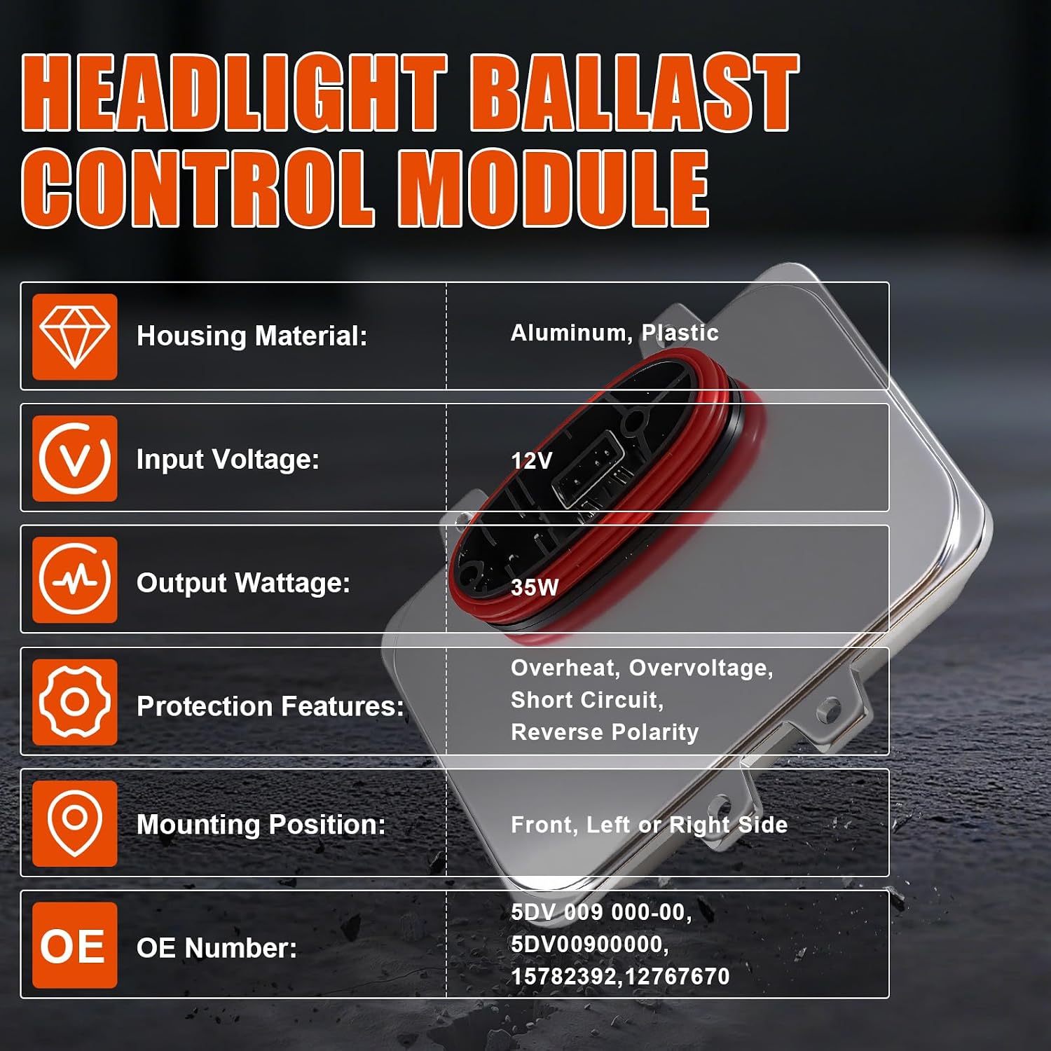 5DV 009 000-00 Xenon HID Headlight Ballast with D1S Bulb Compatible with Cadillac Escalade Volkswagen Tiguan Golf Touareg BMW E60 Town Country 2006-2014 Replaces 15782392