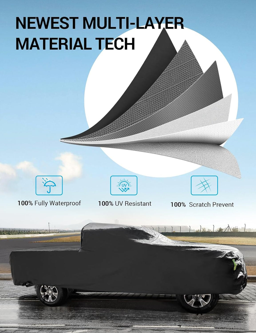 proadsy custom fit car cover for 2022-2026 rivian, side view