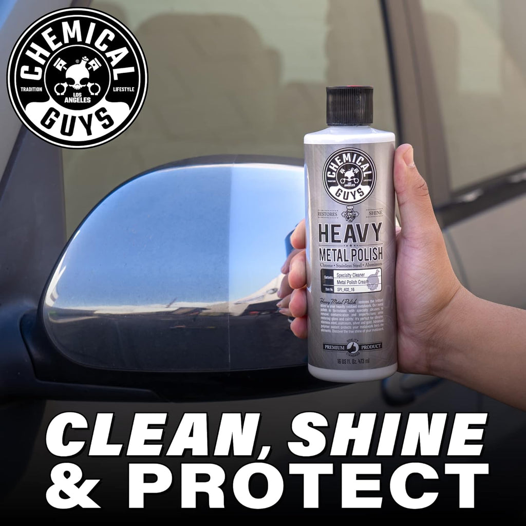 Chemical Guys Heavy Metal Polish Restorer and Protectant - Cleans, Restores & Protects, Aluminum, Stainless Steel, Chrome Polish & More, Safe for Cars, Trucks, Motorcycles, RVs, and Boats - 16 oz