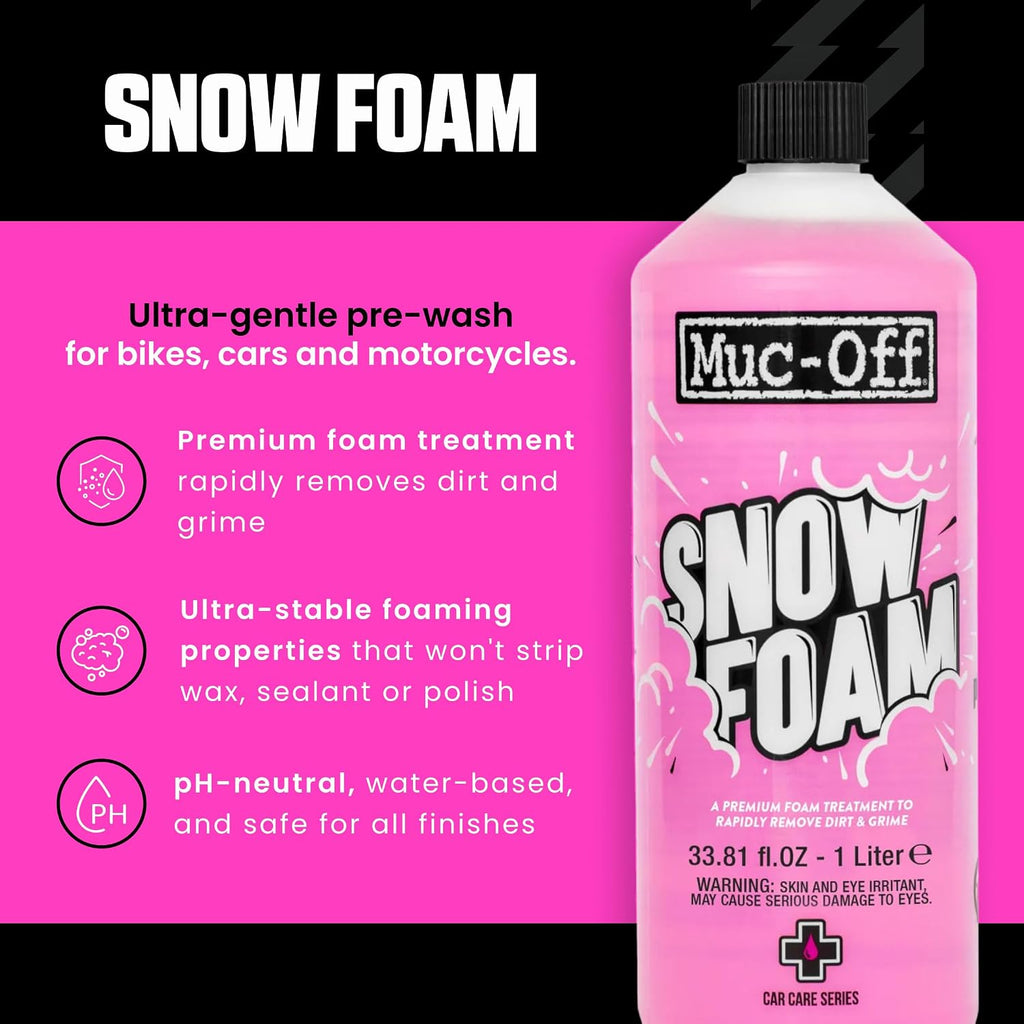 Muc Off Snow Foam, 1 Litre - Biodegradable Pre Wash Car Shampoo - pH Neutral Snow Foam for Cleaning Cars, Bikes and Motorcycles