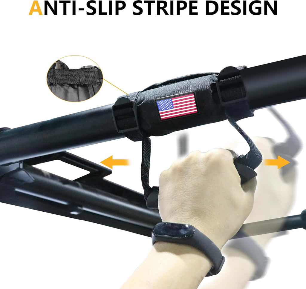 UTV ATV Roll Bar Grab Handles Grips Compatible with Polaris RZR Ranger Can Am Kawasaki Wildcat Pioneer Accessories 1.5” - 1.75” Roll Cage Hand Holds with US Flag, 2 Pack