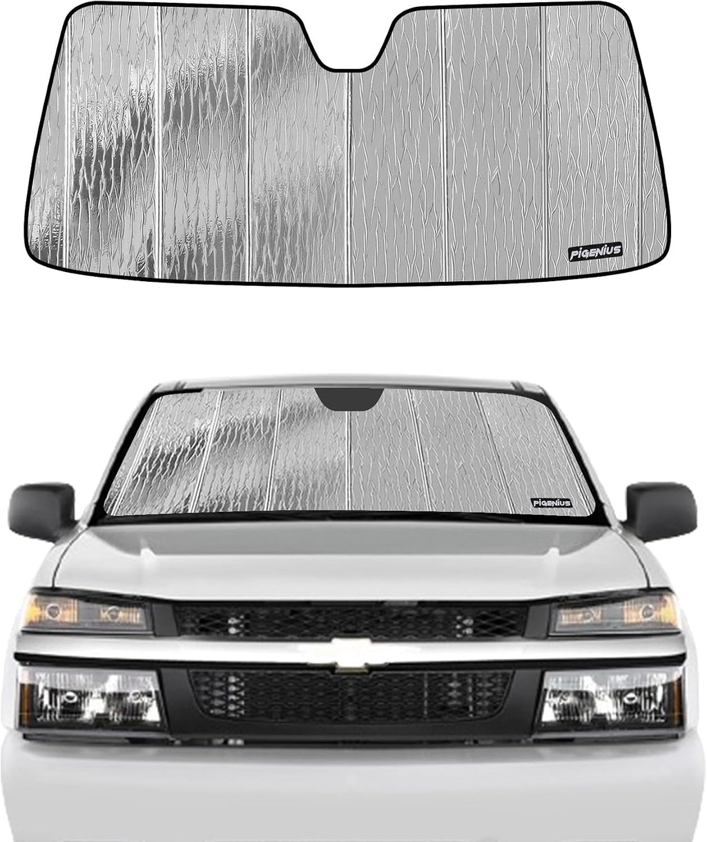 Pigenius Windshield Sunshade for Chevy/GMC Colorado/Canyon 2023-2026, Reversible Silver/Black