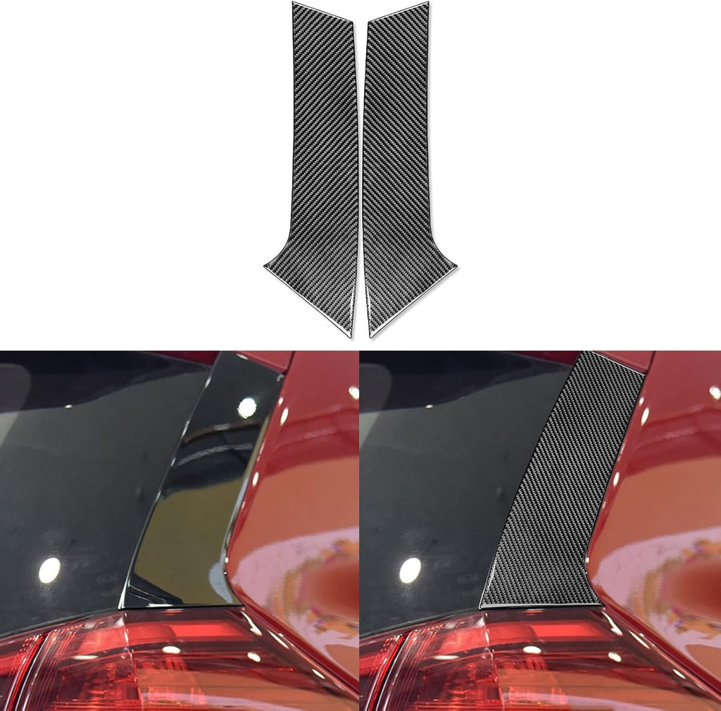 NVCNX Real Premium Carbon Compatible With Nissan Rogue 2014-2020 2015 2016 2017 2018 2019 S SL SV Fiber Car Rear Tail Light Upper Pillar Post Panel Cover Sticker Decal Exterior Trim Accessories Black
