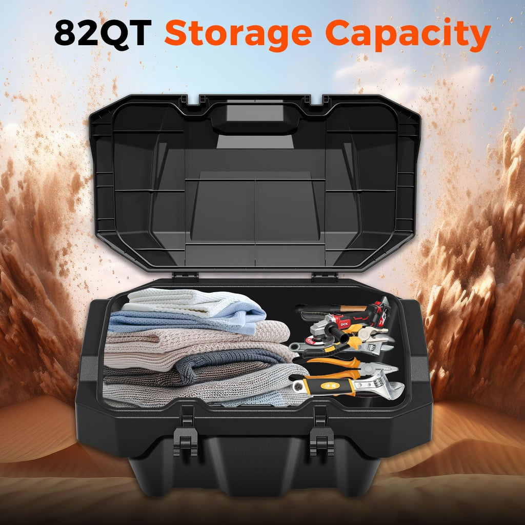 82QT Rear Cargo Storage Box for Polaris RZR XP 1000/XP 4 1000 2024+ | UTV Rear Waterproof Bin Bed Storage Box for RZR XP 1000 / XP 4 1000 Sport / Premium / Ultimate 2024/2025/2026 Accessories