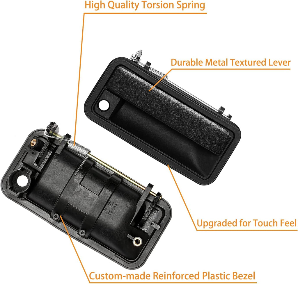 Metal Exterior Door Handle, Compatible with 1988-2001 Chevy K1500 K2500 K3500 C1500 C2500 C3500, GMC C/K 1500 2500 3500 Pickup Suburban, Tahoe, Yukon, Cadillac, Outside Front Right & Left, Metal Lever