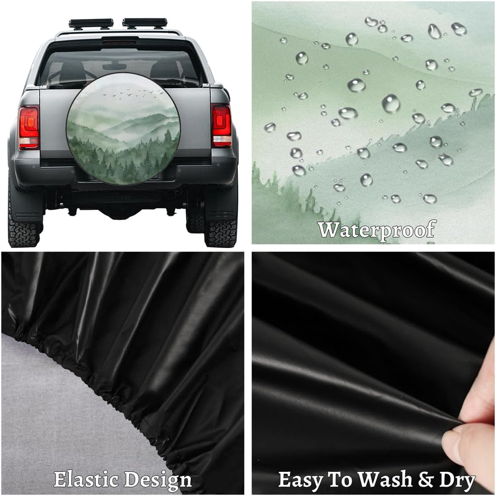 Spare Tire Cover Watercolor Wheel Covers Protectors Waterproof Dust-Proof Universal Fit Trailer, RV, SUV and Many Vehicle 15 Inch,A-139