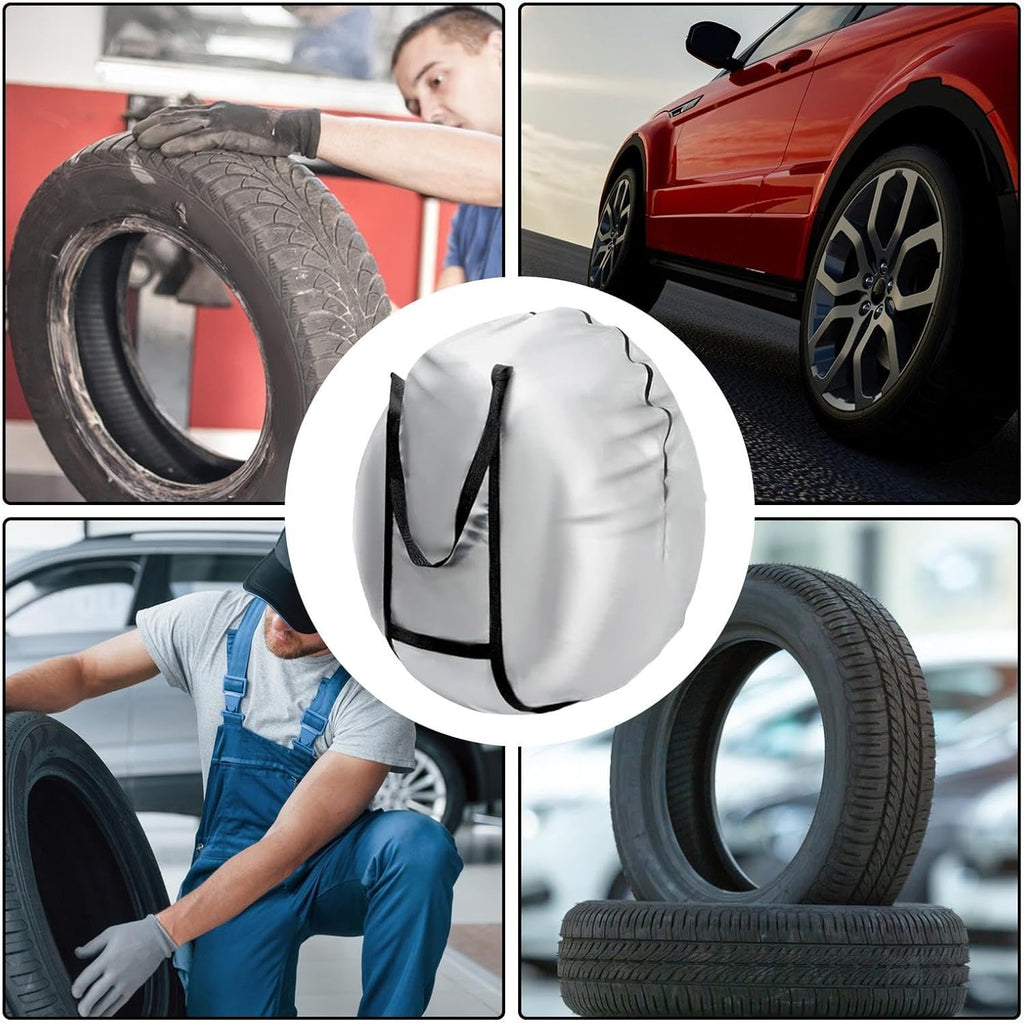 Spare Tire Bag - Heavy Duty 600D Oxford Waterproof Wheel Cover with Handle, Portable RV Tire Storage Protector for Car Trailer Camper RV Sedan Garage Use, Dustproof Scratch Resistant