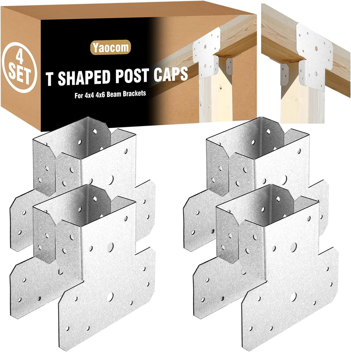 yaocom 4 sets t shape post bracket 4x4, main product view