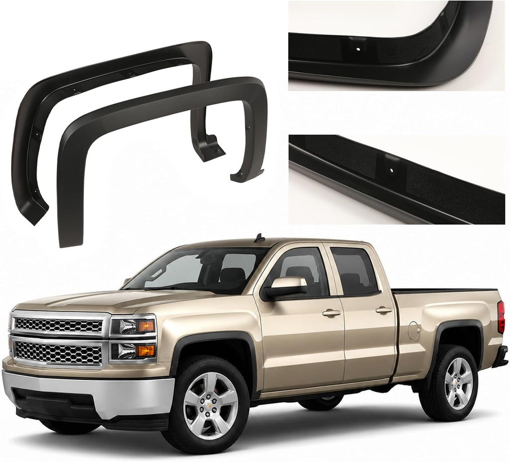 CROSSDESIGN Fender Flare Bed (Not for Dually Models) | Compatible with 2014-2018 Chevy Silverado 1500/2015-2019 Chevy Silverado 2500HD 3500HD(Only Fit Models with Fleetside)