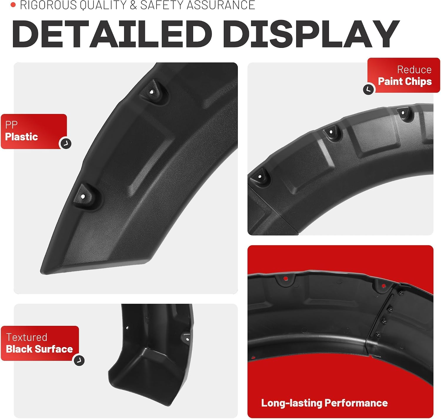 ALMULOO 4Pcs Fender Flares Compatible with 2004-2008 Ford F-150 & 2007-2008 Lincoln Mark LT Styleside w/66.0" / 67.0" / 78.0" / 96.0" bed length models Wheel Arch Covers Plastic(PP) Textured Black