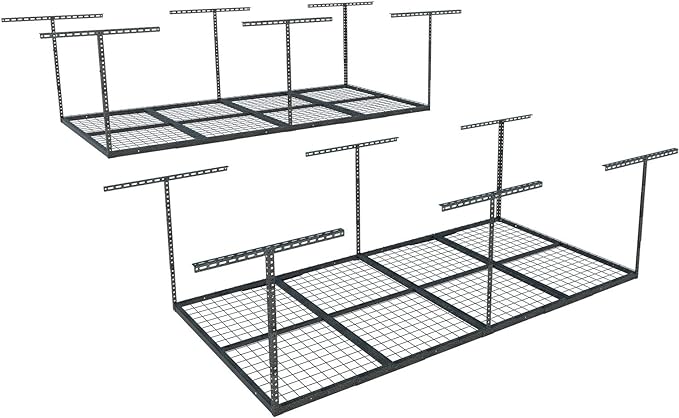 FLEXIMOUNTS 4x8 Overhead Garage Storage Rack, Adjustable Organization System (2 Pack)