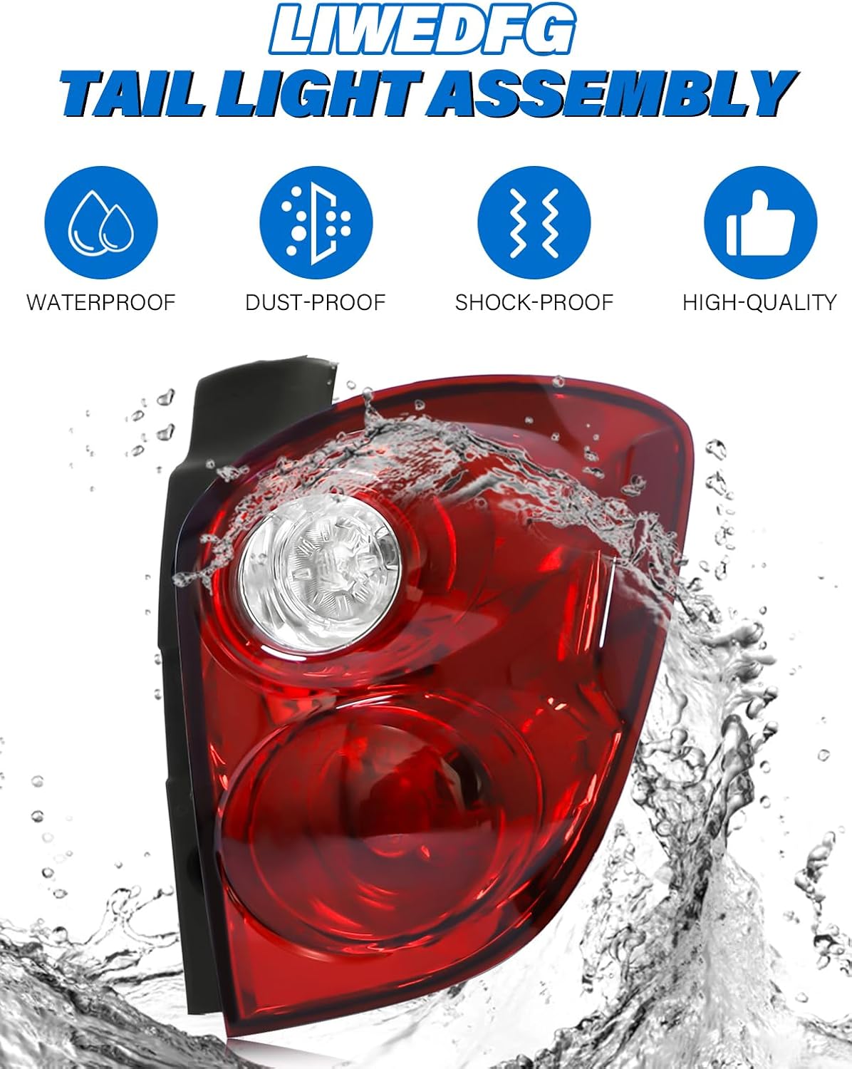 Tail Light Assembly Compatible with Chevy Equinox 2010 2011 2012 2013 2014 2015 Taillights Halogen Type, Brake Rear Lamp Replacement for 20841506 22759317 GM2801242 Right Passenger Side
