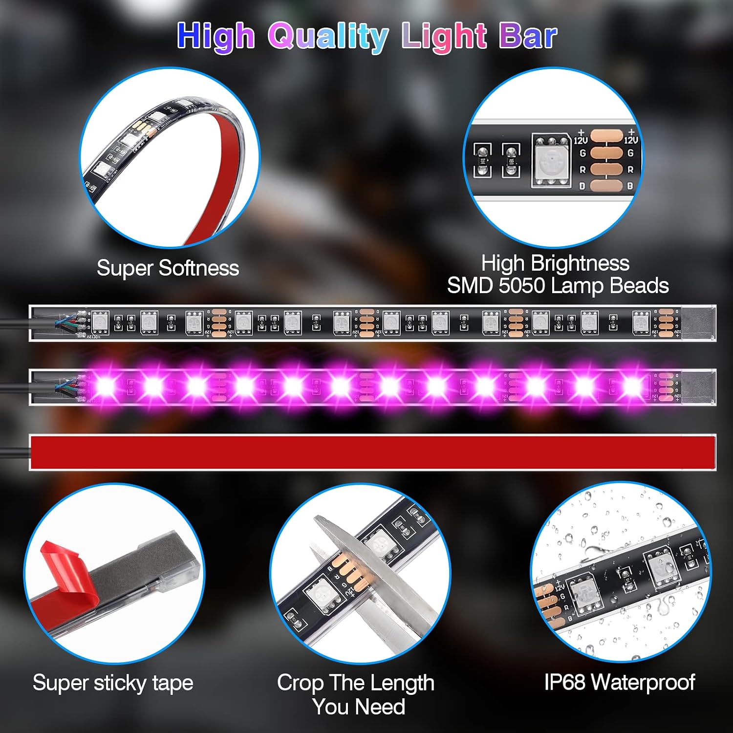 12PCS Motorcycle RGB LED Light Kit with Brake Turn Signal, Underglow Lights with APP/RF Remote,Neon Accent Light MultiColor Dual Zone Waterproof 12V for Sport Bike, Cruiser, Street&Off-Road Motorcycle