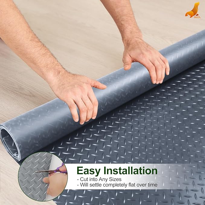 SEAL 4 x 6 Ft Premium Garage Floor Mat, Solid 2.8mm Thick Gray Commercial Grade - Image 6