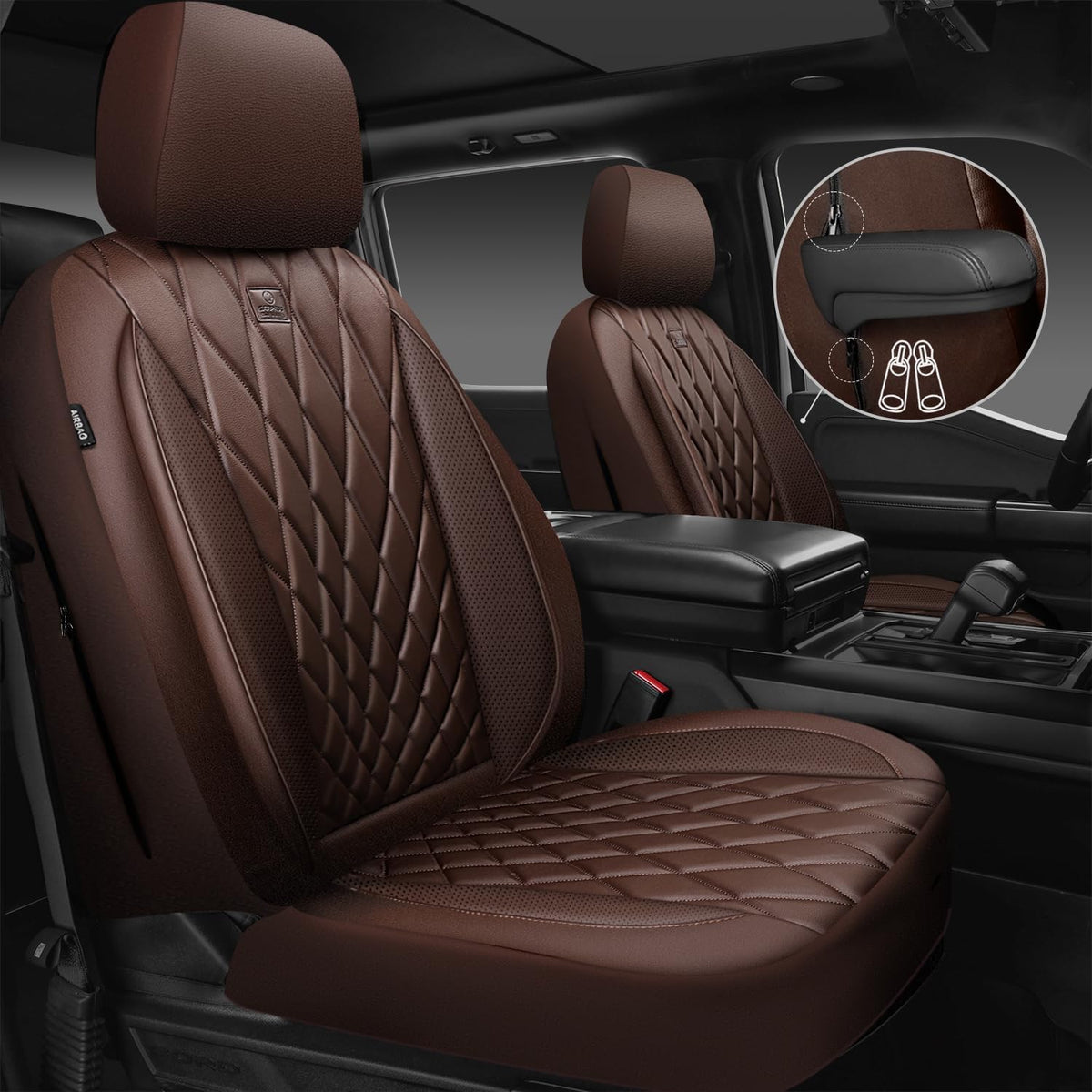 car pass piping luxury faux leather seat covers shown in use