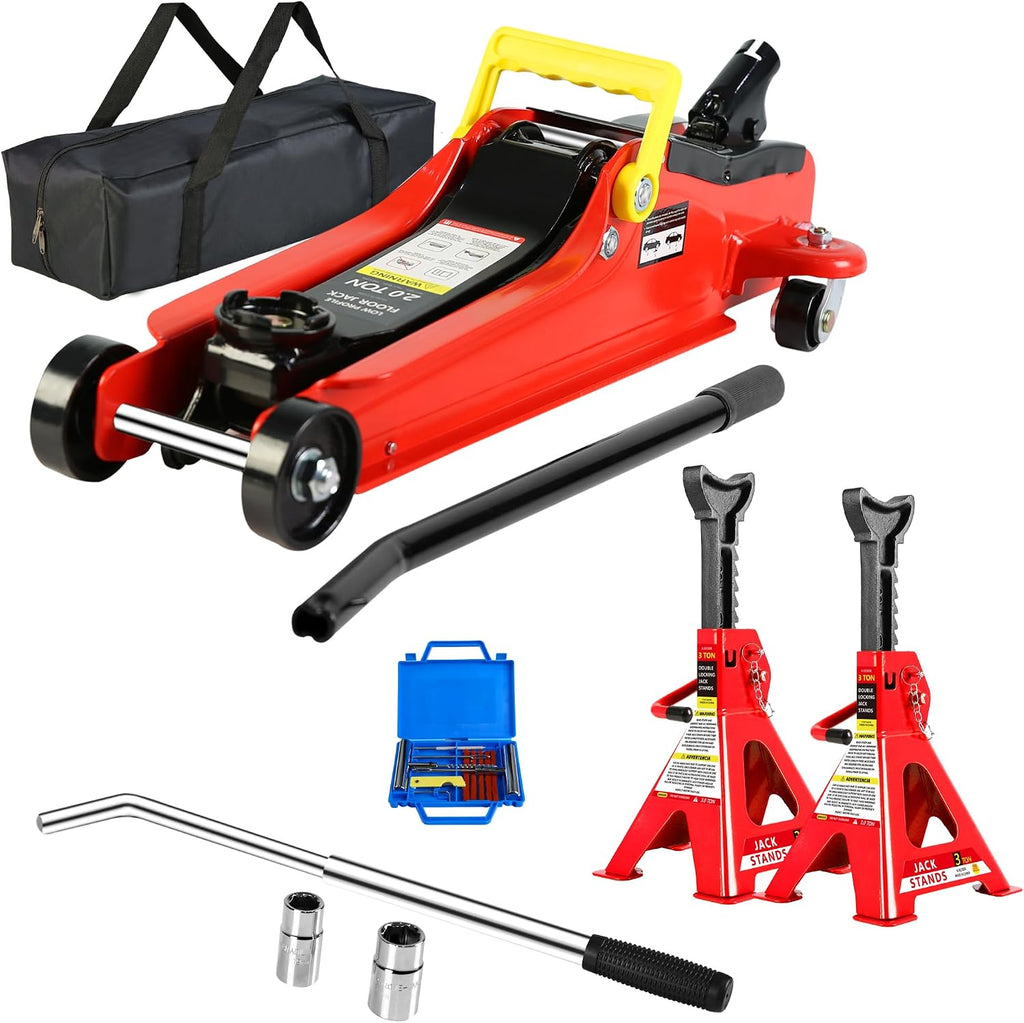 5 Piece Car Truck Floor Jack Service, Hydraulic Trolley Floor Jack & Jack