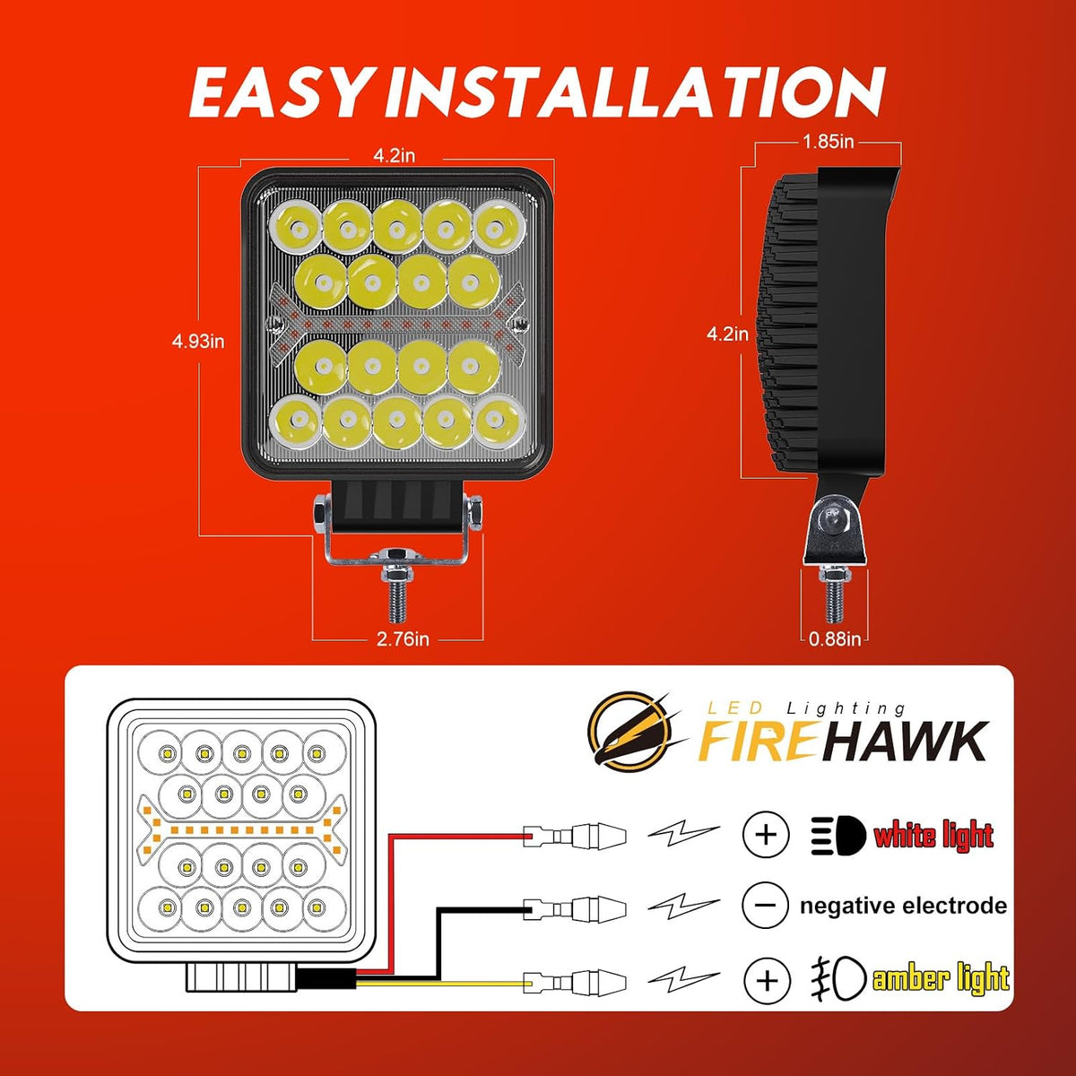 firehawk led light pods bar 4 inch 30000lm, package contents