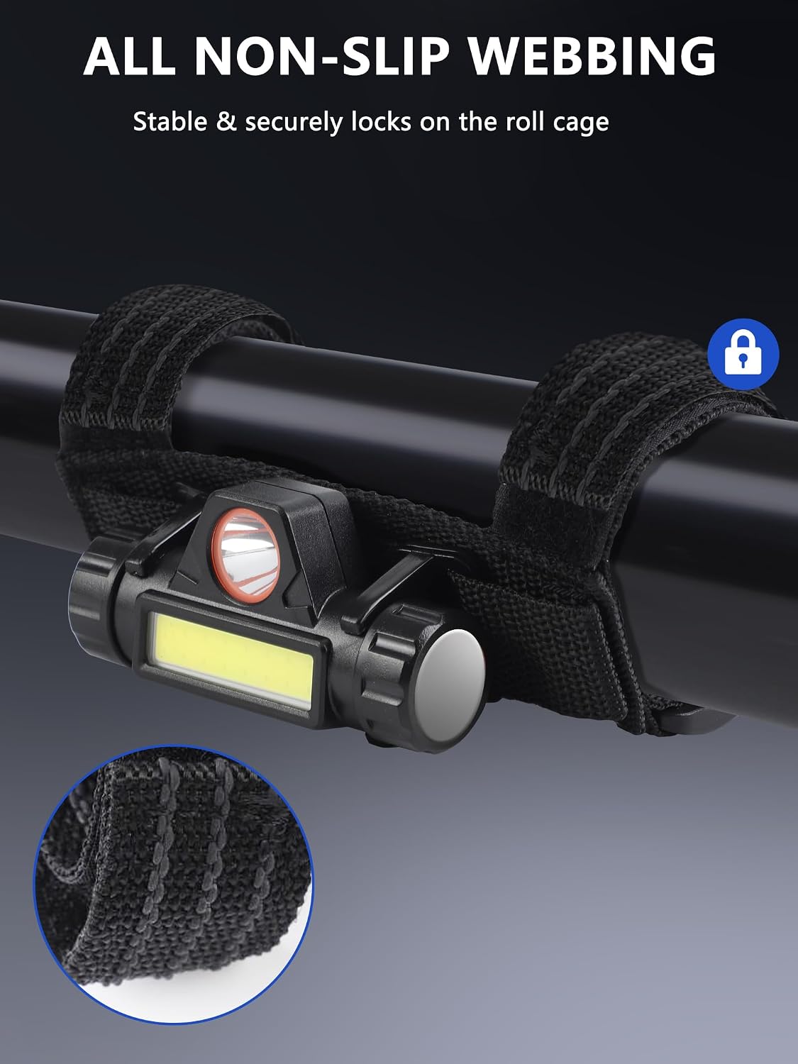 ZIDIYORUO UTV Dome Light – 2pcs USB Rechargeable UTV Cage Roof Lights, Universally fit 1.25“-2” Roll Bar, Compatible with Polaris Can-Am Yamaha Arctic Cat Kawasaki, Waterproof & Durable for Outdoor