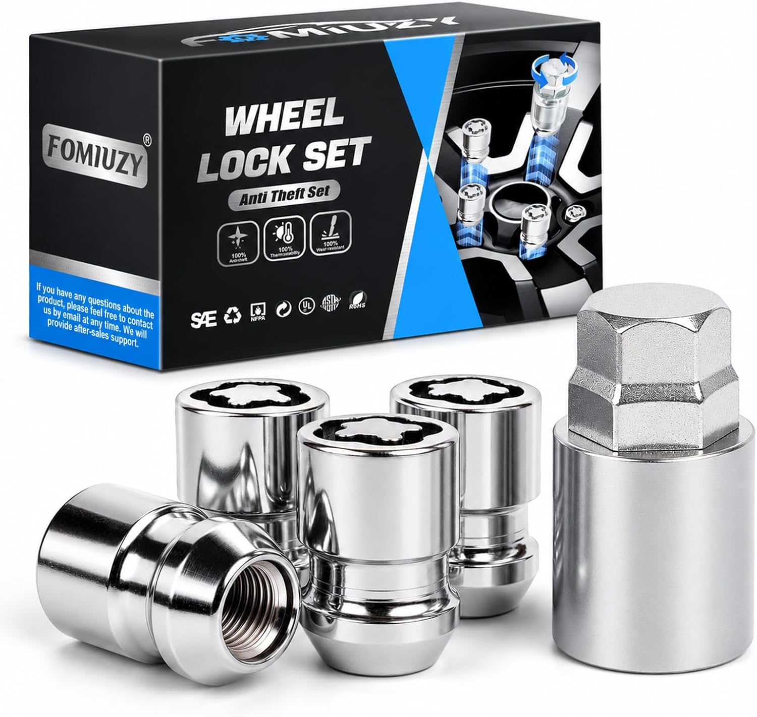 Wheel Lock Lug Nut M12x1.5 Anti Theft Fit Honda Accord Civic CRV Acura Dodge Grand Caravan Ford Fusion Hyundai Elantra Kia K5 Sportage Lexus Mazda CX5 Toyota Chrysler Mitsubishi Replace 24157
