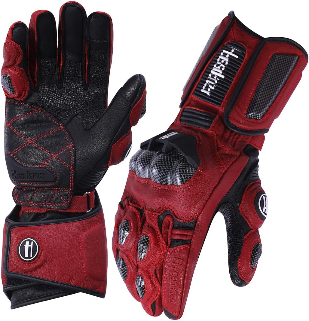 Harssidanzar Leather Motorcycle Gloves