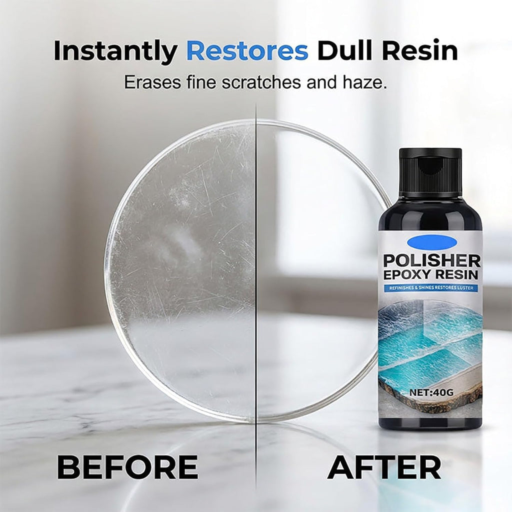 Epoxy Resin Polish, Resin Polishing Kit -40ml ResinPolishing Cleaner, High-Gloss Epoxy ResinPolish, Epoxy Polishing Compound with Sponge, for Metal Stone Countertop Jewelry (3PCS)