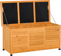 outsunny 75 gallon wooden deck box outdoor storage, main product view