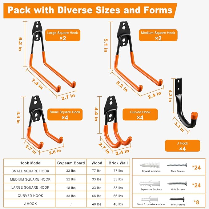 LANDNEOO Garage Hooks, Heavy Wall Mount Duty Hooks - Image 2