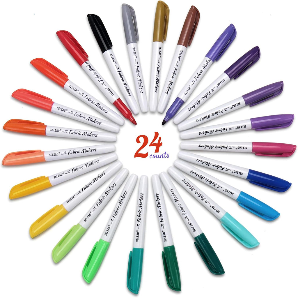 SELEAD 4 Pack Jumbo Tire Marker White for Car Tires Lettering + 24 Fabric Markers Permanent for Clothes