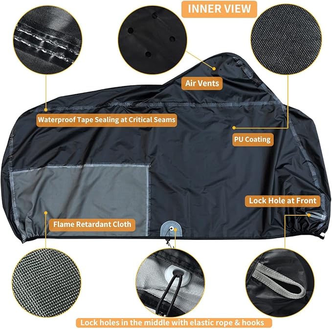 Motorcycle Cover Waterproof Outdoor 80 inches Length All Season Universal - Image 2