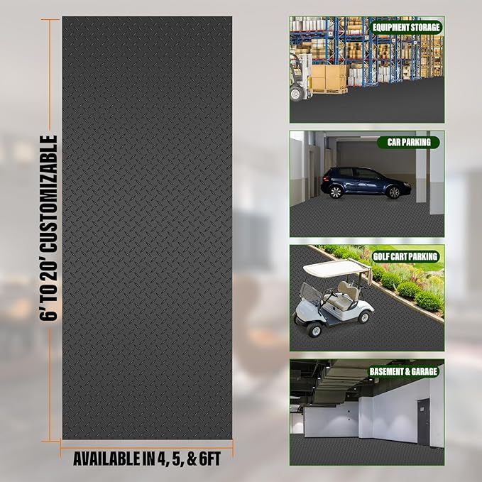 SEAL 5 x 15 Ft Premium Garage Floor Mat, Solid 2.8mm Thickened Black Commercial - Image 3