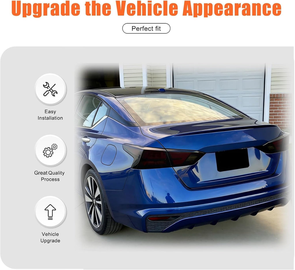 MUTUSAISI Tail Light Covers Guards Fit for Nissan Altima 2019-2025, Smoked Black Rear Light Protective Cover Guards Trim 4pcs Set Exterior Accessories