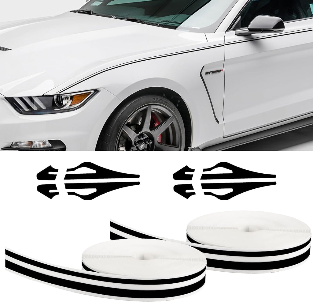 Car Pinstriping Tape, Car Vinyl Tape Stripe Decal, Auto Striping Tape Emblems Trim,Car Body Side Stripe, Universal Car Decoration Accessories for Auto Home Door Instrument 2 Rolls×32 Ft (Black)