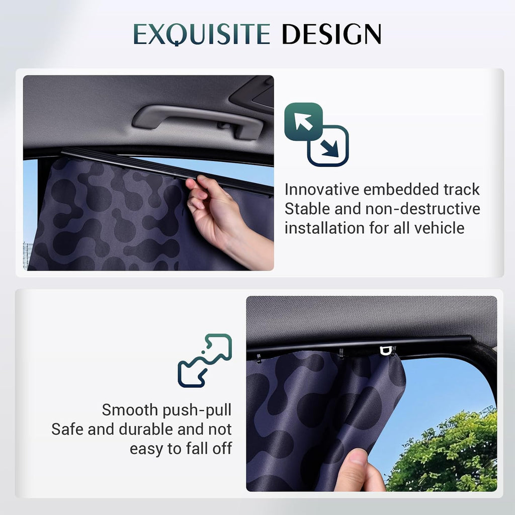FLORICH Car Window Shades 1 Pack Car Window Shade for Baby, Embedded Track Car Sun Shade Block Light, Protect Privacy for Family, Universal Fit for Most Cars
