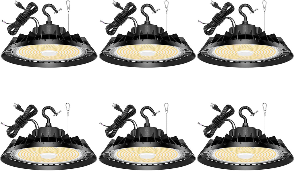 6Pack LED High Bay Lights, Super Bright 200W UFO High Bay LED Shop Lights