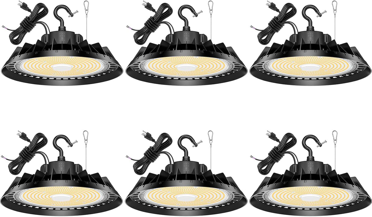 6Pack LED High Bay Lights, Super Bright 200W UFO High Bay LED Shop Lights